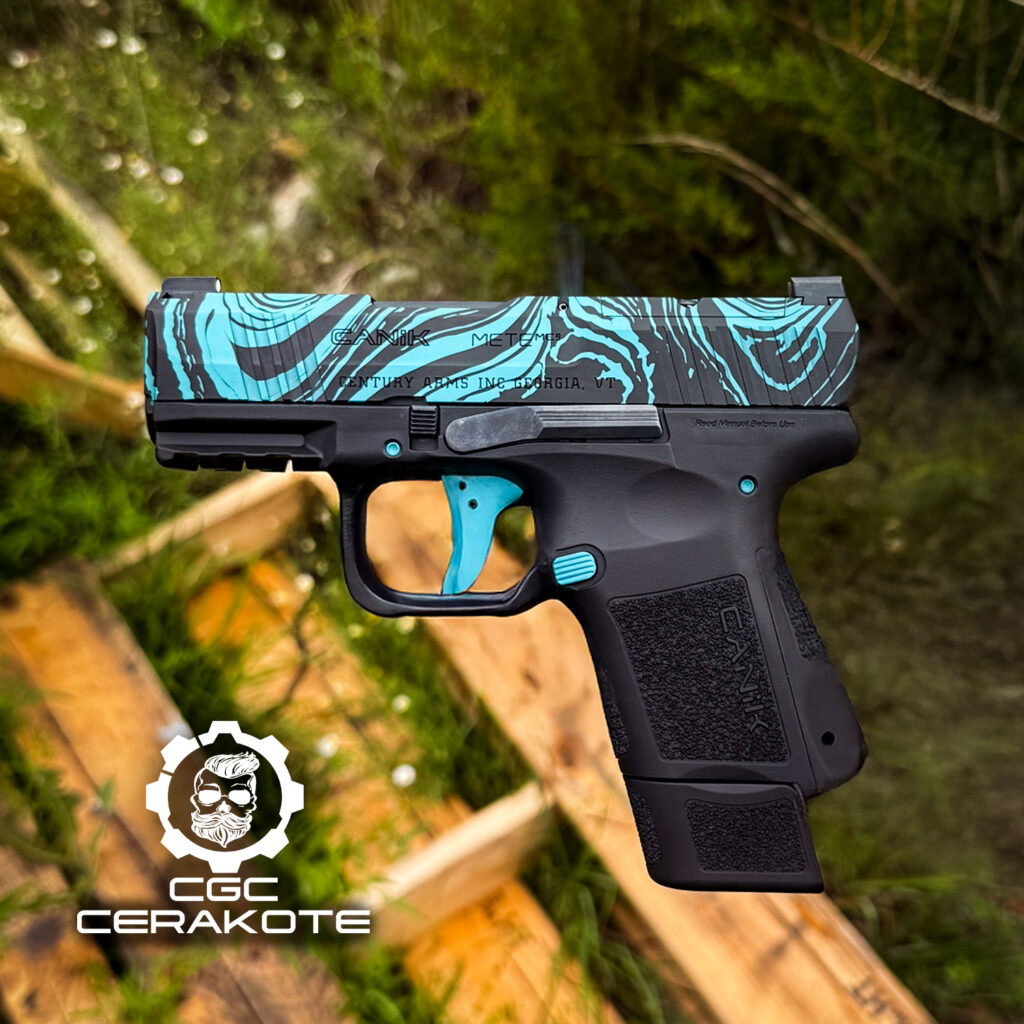 Laser imaging damascus on a pistol slide