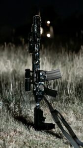 geometric camo pattern on an ar-15