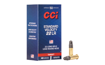 CCI Ammunition, Standard Velocity, 22LR, 40 Grain, Lead Round Nose, 50 Round Box